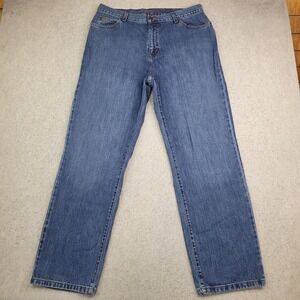 Eddie Bauer Jeans Womens 16 R Blue Denim Jeans Wide Leg Mom